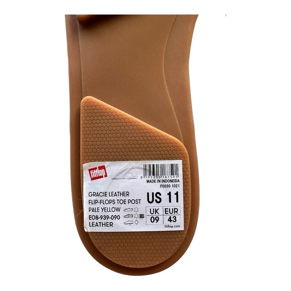 FitFlop Women's Pale Yellow Gracie Leather FLIP-Flops Sz 11
